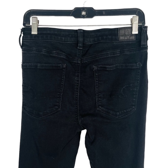 American eagle hi rise jegging black distressed next level stretch 8 short - Picture 8 of 11
